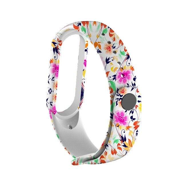 Strap For Xiaomi Mi Band 4 3 5 6 watch band Creative graffiti style Silicone bracelet replacement For XiaoMi band 4 5 Wristband