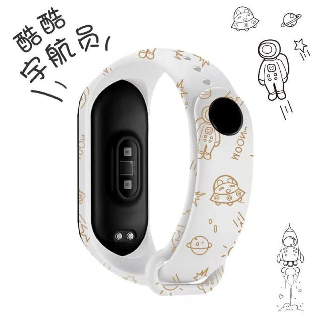 Strap For Xiaomi Mi Band 4 3 5 6 watch band Creative graffiti style Silicone bracelet replacement For XiaoMi band 4 5 Wristband