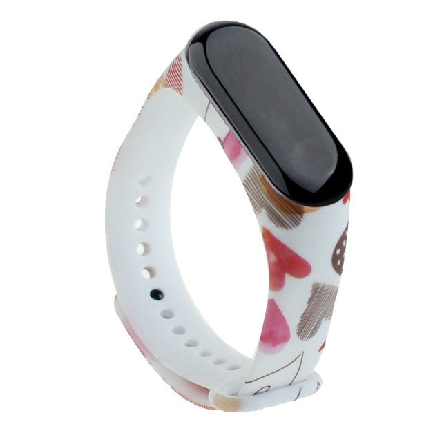 Strap For Xiaomi Mi Band 4 3 5 6 watch band Creative graffiti style Silicone bracelet replacement For XiaoMi band 4 5 Wristband