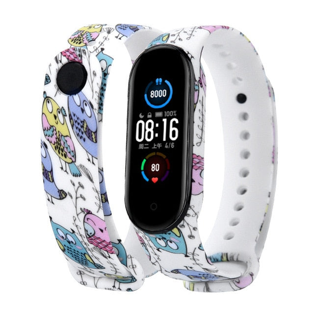 Cartoon pattern Strap For Xiaomi Mi Band 6 3 4 5 Silicone Wristband Sports Bracelet Mi Band 6 5 replacement strap For miband 3 4