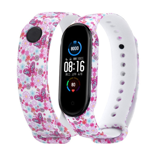 Cartoon pattern Strap For Xiaomi Mi Band 6 3 4 5 Silicone Wristband Sports Bracelet Mi Band 6 5 replacement strap For miband 3 4