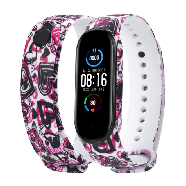 Cartoon pattern Strap For Xiaomi Mi Band 6 3 4 5 Silicone Wristband Sports Bracelet Mi Band 6 5 replacement strap For miband 3 4