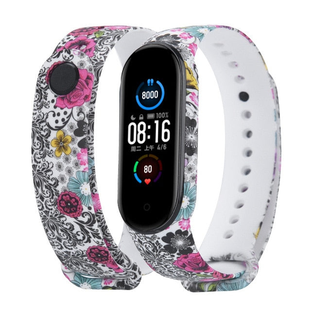 Cartoon pattern Strap For Xiaomi Mi Band 6 3 4 5 Silicone Wristband Sports Bracelet Mi Band 6 5 replacement strap For miband 3 4