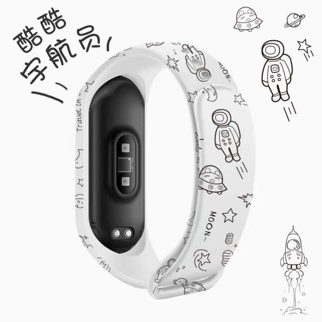 Cartoon pattern Strap For Xiaomi Mi Band 6 3 4 5 Silicone Wristband Sports Bracelet Mi Band 6 5 replacement strap For miband 3 4